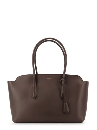 Tom Ford Leather Shoulder Bag With Logo