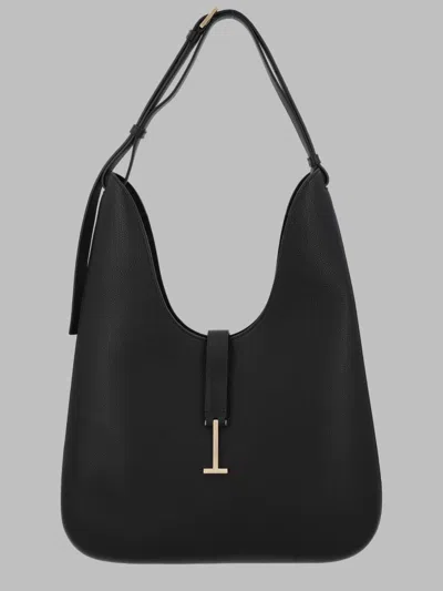 Tom Ford Leather Shoulder Bag With Logo Detail In Black