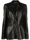 Tom Ford Leather Single-breasted Blazer In 黑色