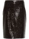 Tom Ford Glossy Croco Embossed Goat Leather Skirt