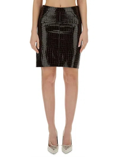 Tom Ford Leather Skirt In Black