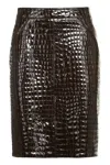 Tom Ford Crocodile Fitted High-waisted Knee-length Skirt In Brown