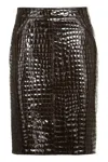 Tom Ford Crocodile Fitted High-waisted Knee-length Skirt In Brown