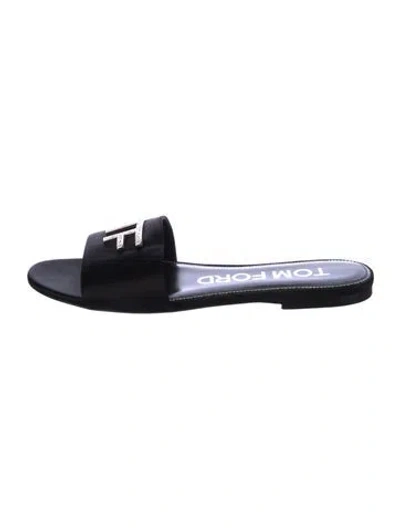Pre-owned Tom Ford Leather Slides In Black