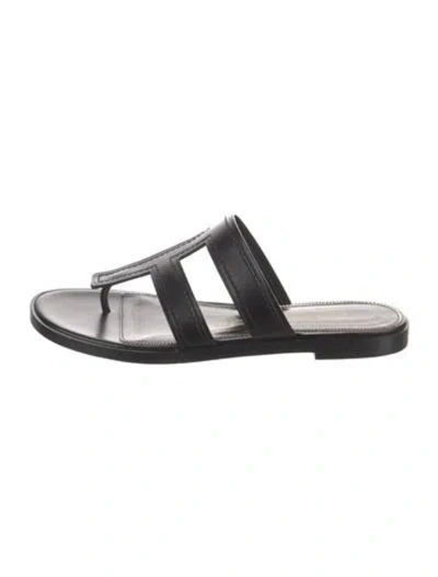 Pre-owned Tom Ford Leather Slides In Black
