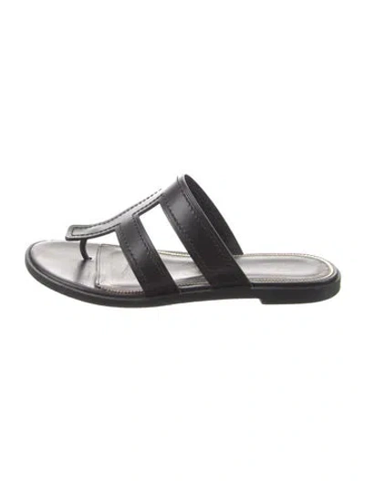 Pre-owned Tom Ford Leather Slides In Black