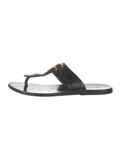 Pre-owned Tom Ford Leather Slides In Black