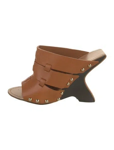 Pre-owned Tom Ford Leather Slides In Brown