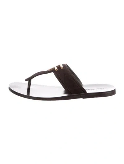 Pre-owned Tom Ford Leather Slides In Brown