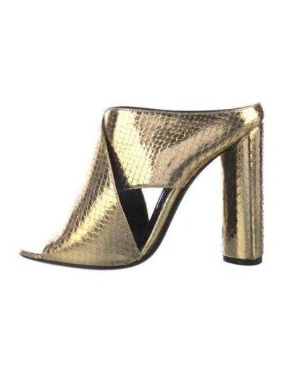 Pre-owned Tom Ford Leather Slides In Gold