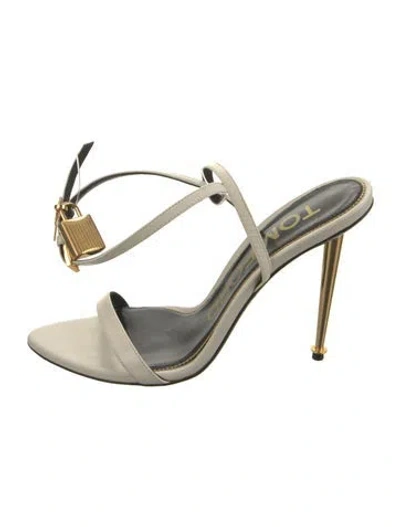 Pre-owned Tom Ford Leather Slides In Silver
