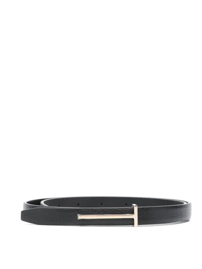 Tom Ford Leather Slim Belt In Black
