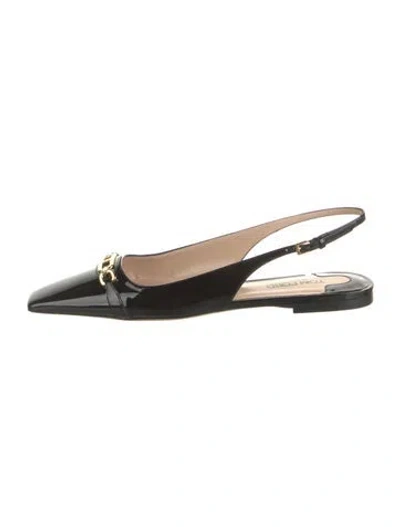 Pre-owned Tom Ford Leather Slingback Flats In Black