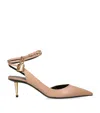 Tom Ford Padlock 55 Shiny Leather Pointed Pumps In Beige