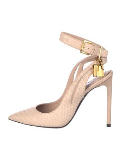 Pre-owned Tom Ford Leather Slingback Pumps In Neutral