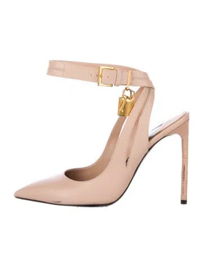 Pre-owned Tom Ford Leather Slingback Pumps In Neutral