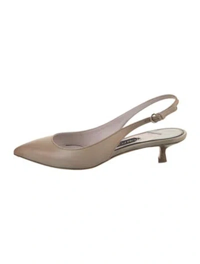 Pre-owned Tom Ford Leather Slingback Pumps In Neutral