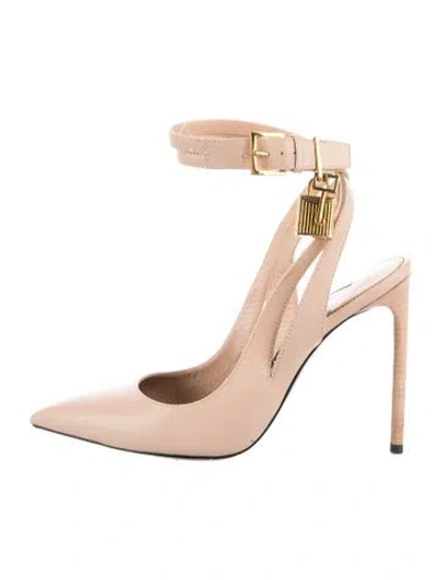 Pre-owned Tom Ford Leather Slingback Pumps In Neutral