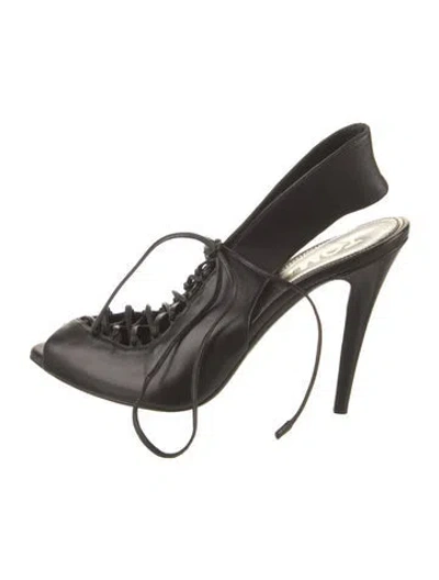 Pre-owned Tom Ford Leather Slingback Sandals In Black