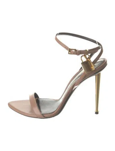 Pre-owned Tom Ford Leather Slingback Sandals In Gold
