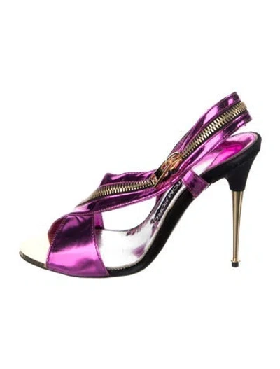 Pre-owned Tom Ford Leather Slingback Sandals In Purple