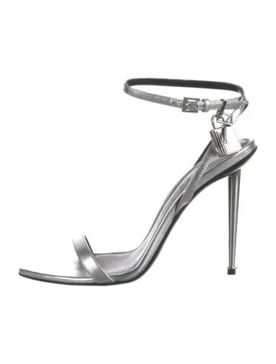 Pre-owned Tom Ford Leather Slingback Sandals In Silver