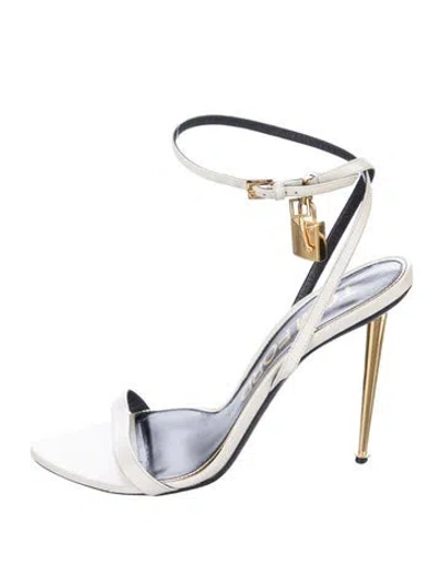 Pre-owned Tom Ford Leather Slingback Sandals In White