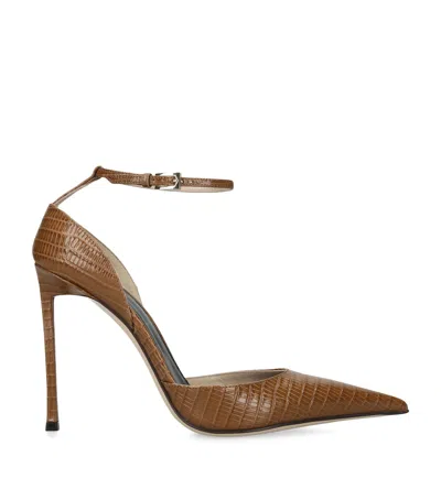 Tom Ford Leather Snakeskin-effect Vertigo Heeled Sandals 105 In Brown