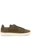 Tom Ford Khaki Suede Low Top Sneakers With Rubber Sole In 褐色