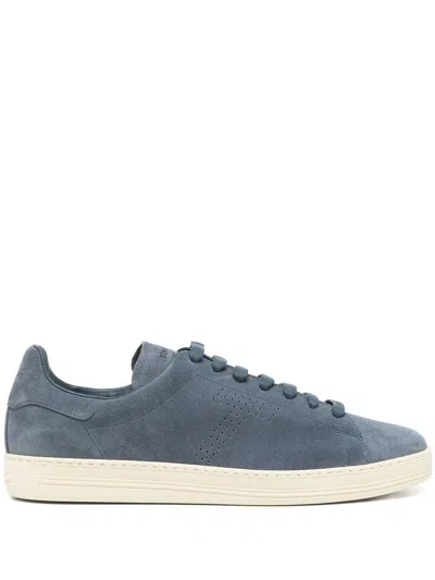 Tom Ford Leather Sneakers In Blue