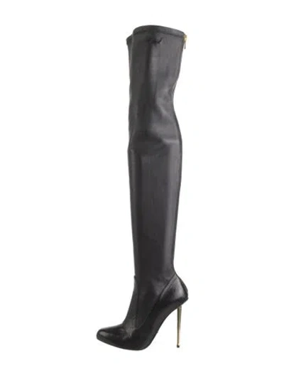 Pre-owned Tom Ford Leather Sock Boots In Black