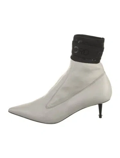 Pre-owned Tom Ford Leather Sock Boots In White