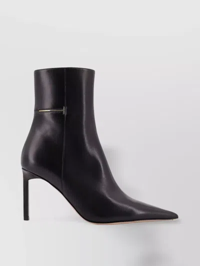 Tom Ford Leather Stiletto Ankle Boots In Black
