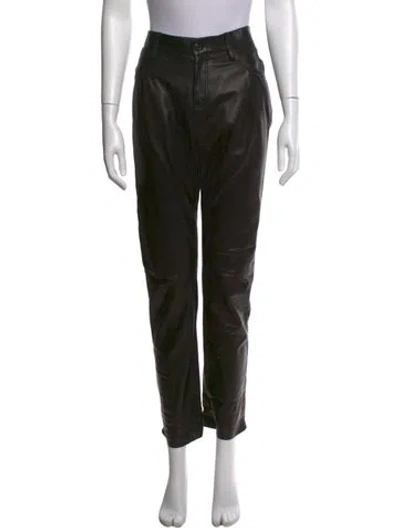 Pre-owned Tom Ford Leather Straight Leg Pants In Black/metallic