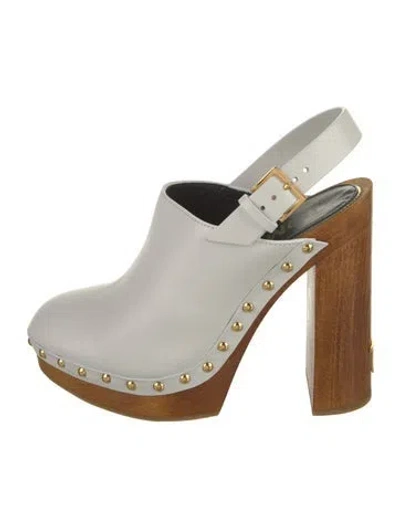 Pre-owned Tom Ford Leather Studded Accents Slingback Pumps In White