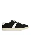 Tom Ford Blake Sneakers Suede Upper Contrast Stripe Rubber Sole In Black