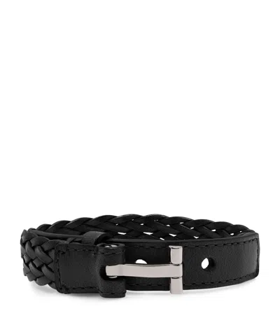 Tom Ford Leather 't' Bracelet In Black