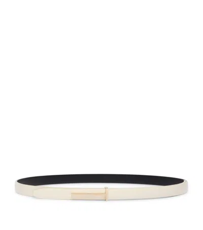 Tom Ford Leather T Icon Belt In Ivory
