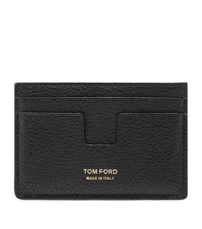 Tom Ford Leather T-line Card Holder In Black