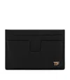 Tom Ford Leather T-line Card Holder In Black