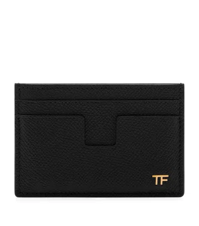 Tom Ford Leather T-line Card Holder In Black