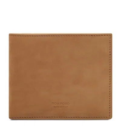 Tom Ford Leather T-line Classic Bifold Wallet In Beige