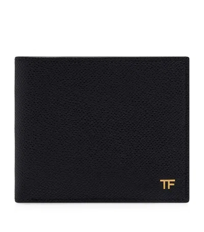 Tom Ford Leather T-line Classic Bifold Wallet In Black