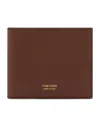 Tom Ford Leather T-line Classic Bifold Wallet In Brown