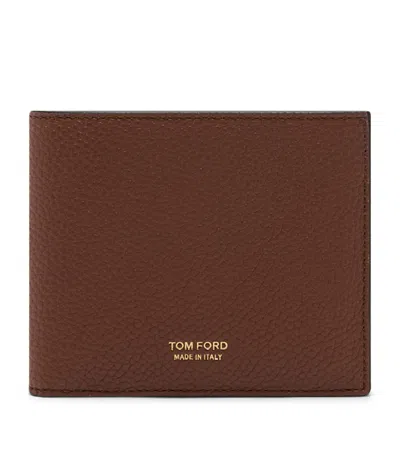 Tom Ford Leather T-line Classic Bifold Wallet In Brown