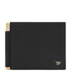 Tom Ford Black Small Grain Leather Money Clip Wallet In Black