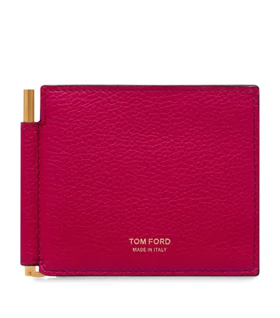 Tom Ford Leather T-line Money Clip Wallet In Pink