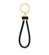 Tom Ford Braided Calf Leather Keychain With Polished Gold-tone Ring In Black