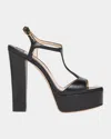 Tom Ford Leather T-strap Platform Sandals In Black