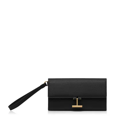 Tom Ford Leather Tara Wrist Pouch In Black